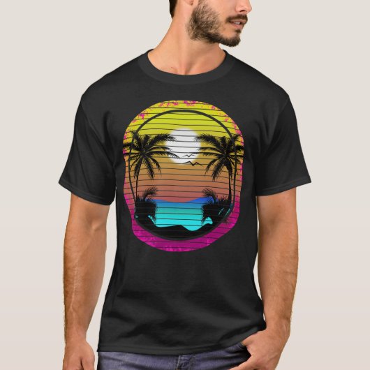 Retro Palm Tree en kerstsleutel west T-shirt (Voorkant)