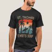 Retro Palm Tree Maagdeneilanden St Thomas Surfen B T-shirt (Voorkant)