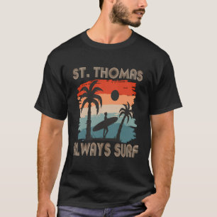 Retro Palm Tree Maagdeneilanden St Thomas Surfen B T-shirt