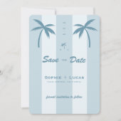 Retro Palm Tree Monogram Tropische Strand Huwelijk Save The Date (Voorkant)