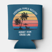 Retro Palm Tree Sunset Cruise Family Vacking Blikjeskoeler (Achterkant)