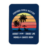 Retro Palm Tree Sunset Cruise Family Vacking Magneet (Verticaal)