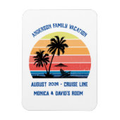 Retro Palm Tree Sunset Cruise Family Vacking Magneet (Verticaal)
