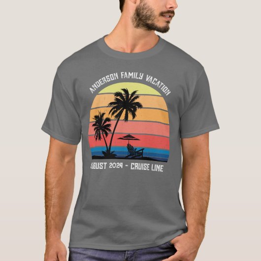 Retro Palm Tree Sunset Cruise Family Vacking T-shirt (Voorkant)