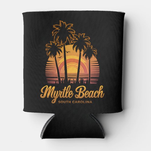 Retro Palm Tree Sunset South Carolina Myrtle Beach Blikjeskoeler (Voorkant)