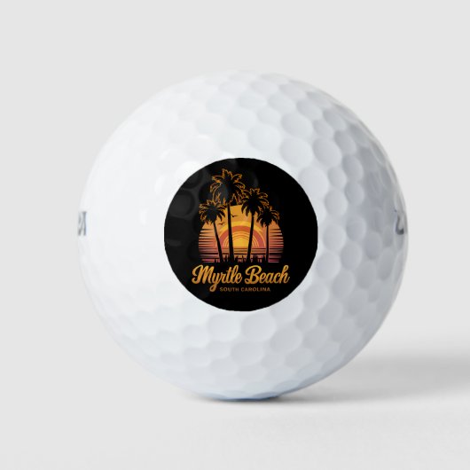 Retro Palm Tree Sunset South Carolina Myrtle Beach Golfballen (Voorkant)