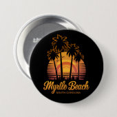 Retro Palm Tree Sunset South Carolina Myrtle Beach Ronde Button 7,6 Cm (Voorkant /achterkant)