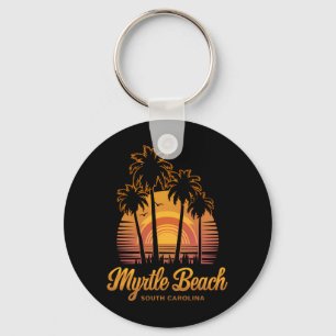 Retro Palm Tree Sunset South Carolina Myrtle Beach Sleutelhanger