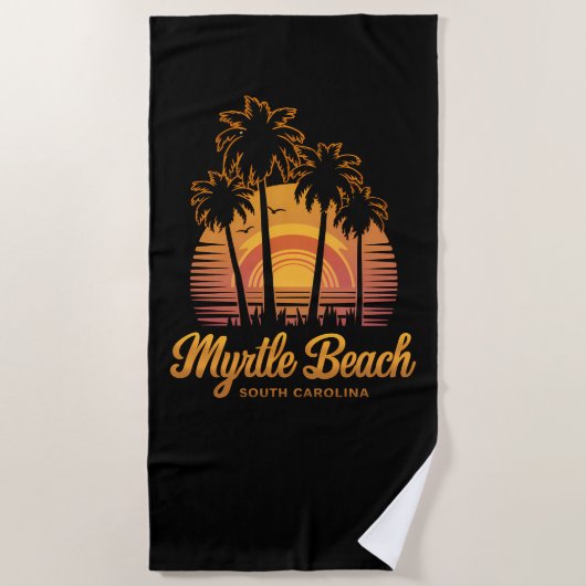 Retro Palm Tree Sunset South Carolina Myrtle Beach Strandlaken (Voorkant)