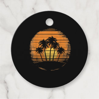 Retro Palm Tree Sunset Summer Beach Vintage Tropic Bedankjes Labels