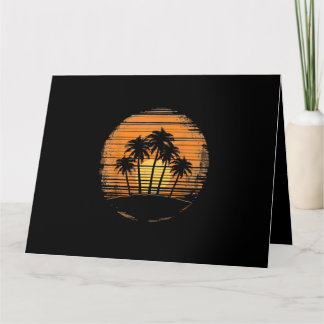 Retro Palm Tree Sunset Summer Beach Vintage Tropic Kaart