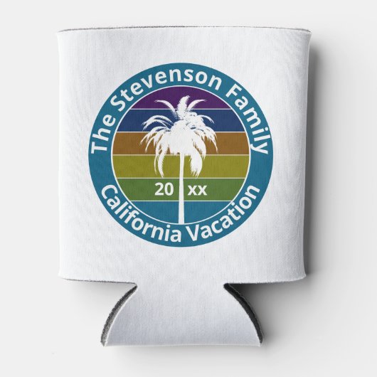Retro Palm Tree Tropical Family Reunion Custom Blikjeskoeler (Voorkant)