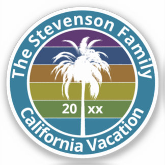 Retro Palm Tree Tropical Family Vacking Custom Sticker