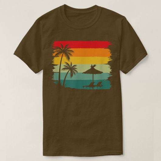 Retro Palm Trees Beach Stoel Sunset T-shirt (Design voorkant)
