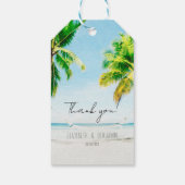 Retro Palm Trees Beach Tropische bruiloft gunst La Cadeaulabel (Achterkant)
