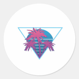 Retro Palm Trees Logo Ronde Sticker