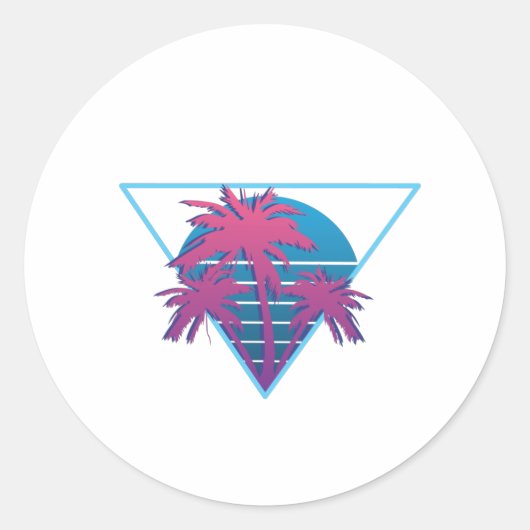 Retro Palm Trees Logo Ronde Sticker (Voorkant)