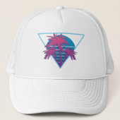 Retro Palm Trees Logo Trucker Pet (Voorkant)