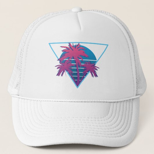 Retro Palm Trees Logo Trucker Pet (Voorkant)