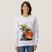 Retro Palm Trees Mountain Sunset T-Shirt (Voorkant volledig)