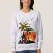 Retro Palm Trees Mountain Sunset T-Shirt (Voorkant)