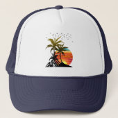 Retro Palm Trees Mountain Sunset Trucker Pet (Voorkant)