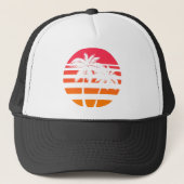 Retro Palm Trees Sunset Graphic Trucker Pet (Voorkant)
