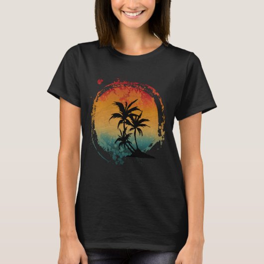 RETRO PALM TREES  T-Shirt (Voorkant)