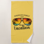 Retro Palm Trees zonnebril Familie Vacatie Strandlaken (Voorkant)