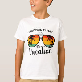 Retro Palm Trees zonnebril Familie Vacatie T-shirt
