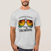 Retro Palm Trees zonnebril Familie Vacatie T-shirt (Voorkant)