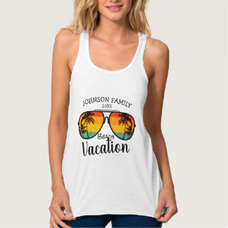 Retro Palm Trees zonnebril Familie Vacatie Tanktop