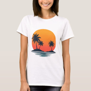 Retro Palm Zonsondergang Vintage Strand Vibes Kuns T-shirt