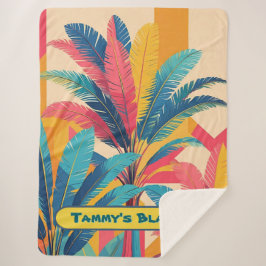 Retro palmbblad gepersonaliseerde deken met naam