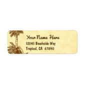 Retro Palmbomen Aangepast Retouradres Label (Voorkant)