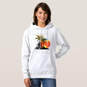 Retro Palmbomen Berg Zonsondergang  Hoodie (Voorkant volledig)