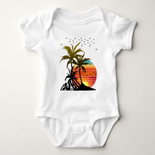 Retro Palmbomen Berg Zonsondergang  Romper
