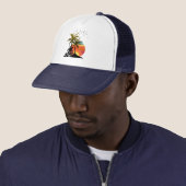 Retro palmbomen berg zonsondergang trucker pet (In situ)