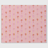 Retro palmbomen en cactus in gele strepen cadeaupapier (Vlak)