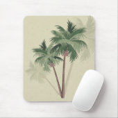Retro  palmbomen op Bleek groen Muismat (Met muis)