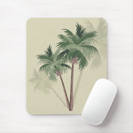 Retro  palmbomen op Bleek groen Muismat (Met muis)