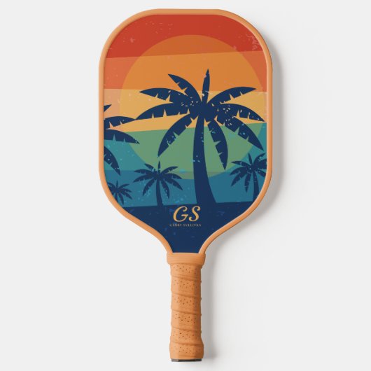 Retro Palmbomen Pickleball Paddle (Voorkant)