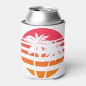 Retro Palmbomen Zonsondergang Grafisch Blikjeskoeler (Blikje Voorkant)