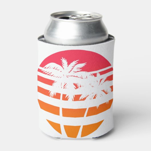 Retro Palmbomen Zonsondergang Grafisch Blikjeskoeler (Blikje Voorkant)