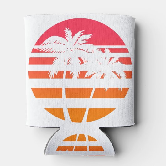 Retro Palmbomen Zonsondergang Grafisch Blikjeskoeler (Achterkant)