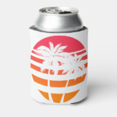 Retro Palmbomen Zonsondergang Grafisch Blikjeskoeler (Blikje Achterkant)