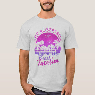 Retro Palmbomen Zonsondergang jaren 60 Familie vak T-shirt