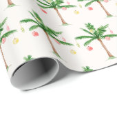 Retro Palmboom Kerstmis in juli Zomerfeest Cadeaupapier (Rol Hoek)