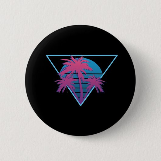 Retro Palmboom Logo Ronde Button 5,7 Cm (Voorkant)