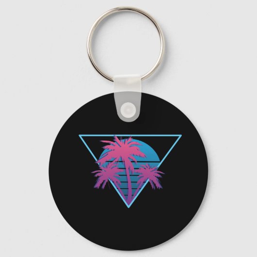Retro Palmboom Logo Sleutelhanger (Voorkant)
